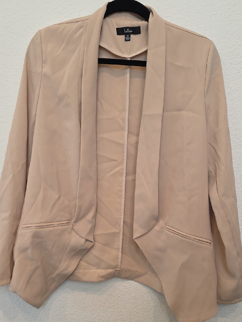 Lulu's Neutral Blush Open-Front Blazer